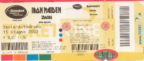 Biglietto ingresso Eineken Jammin Festival 2003