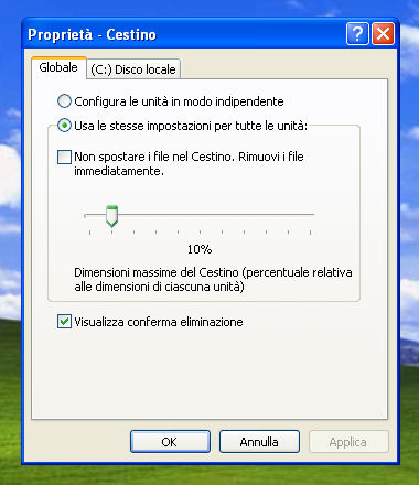 Windows - trucco Cestino