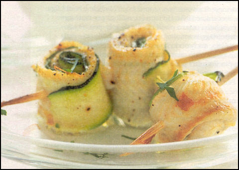 Ricette Pesce - Spiedini di sogliola e zucchine