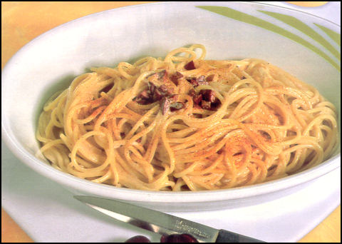 Ricette Primi Pasta - Spaghetti con yogurt e olive